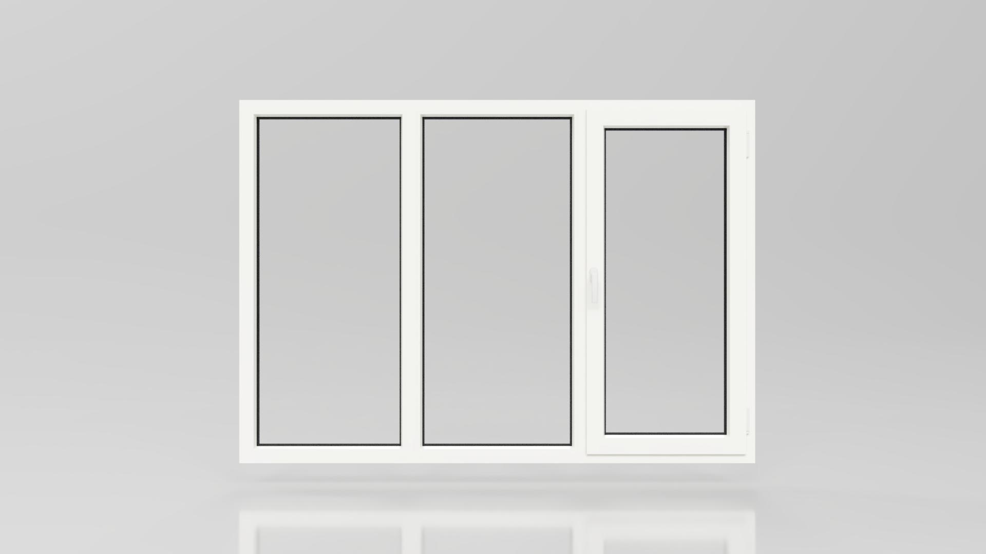 Baie Vitrée PVC 3 VANTAUX 1 OUVRANT OB DROITE