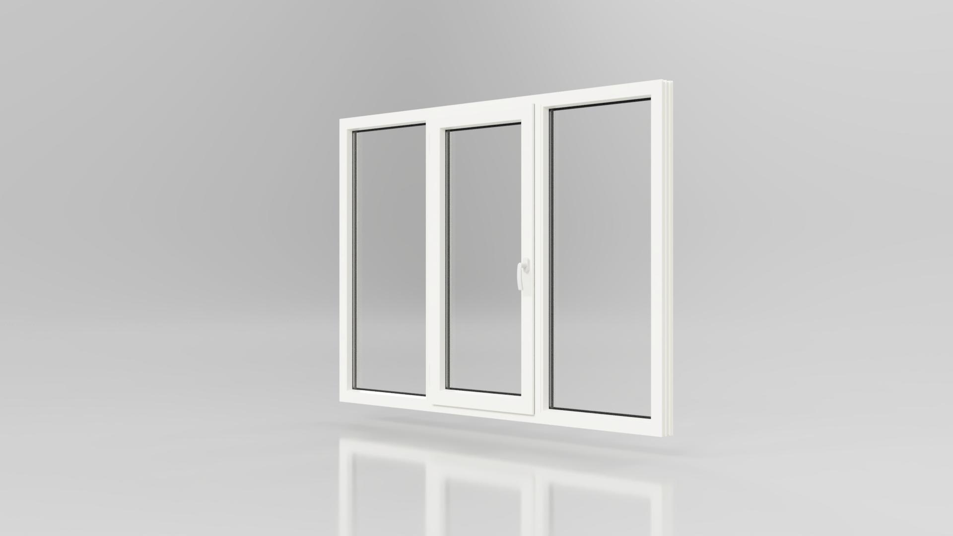 Baie Vitrée PVC 3 VANTAUX 1 OUVRANT OB MILIEU