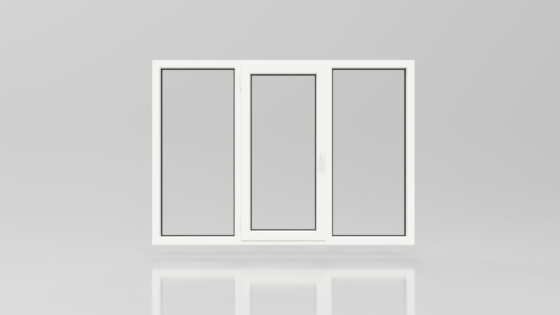 Baie Vitrée PVC 3 VANTAUX 1 OUVRANT OB MILIEU