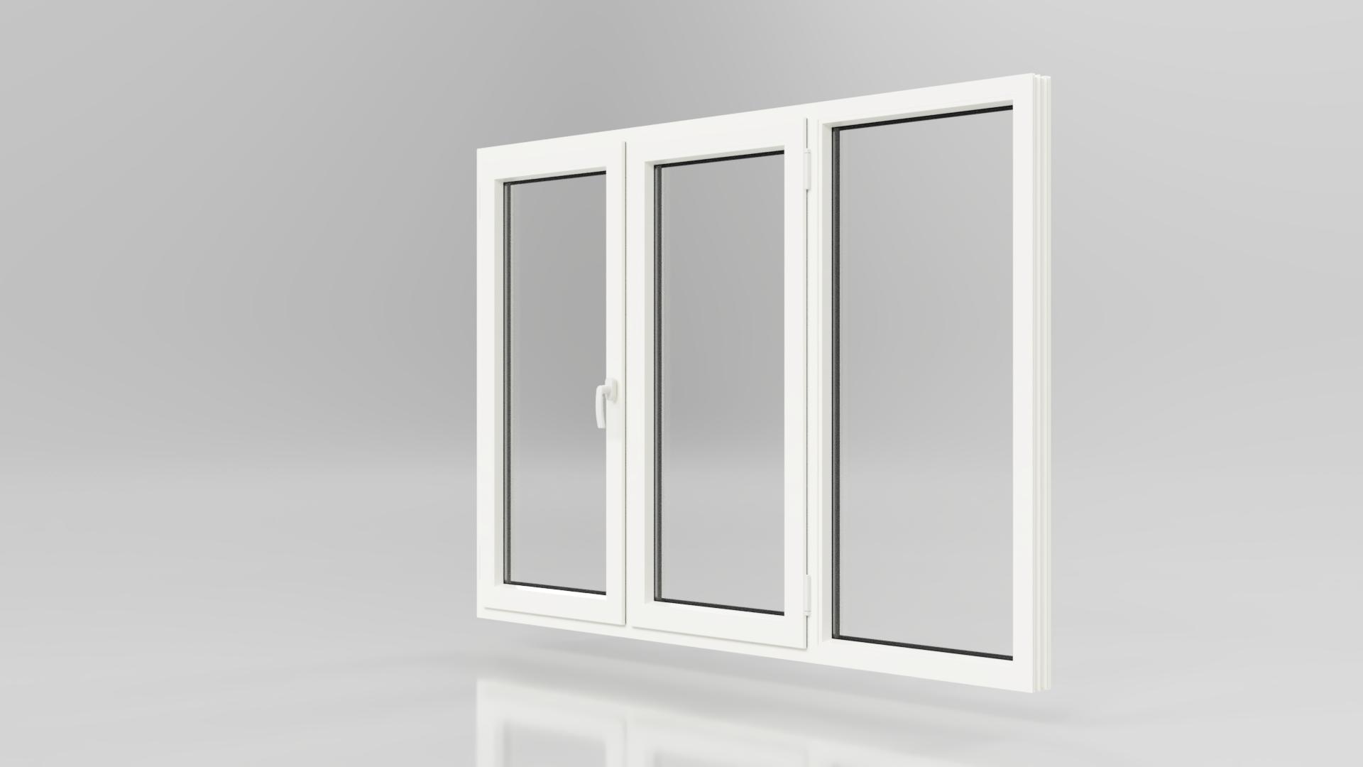 Baie Vitrée PVC 3 VANTAUX 2 OUVRANTS OB 1 FIXE DROITE