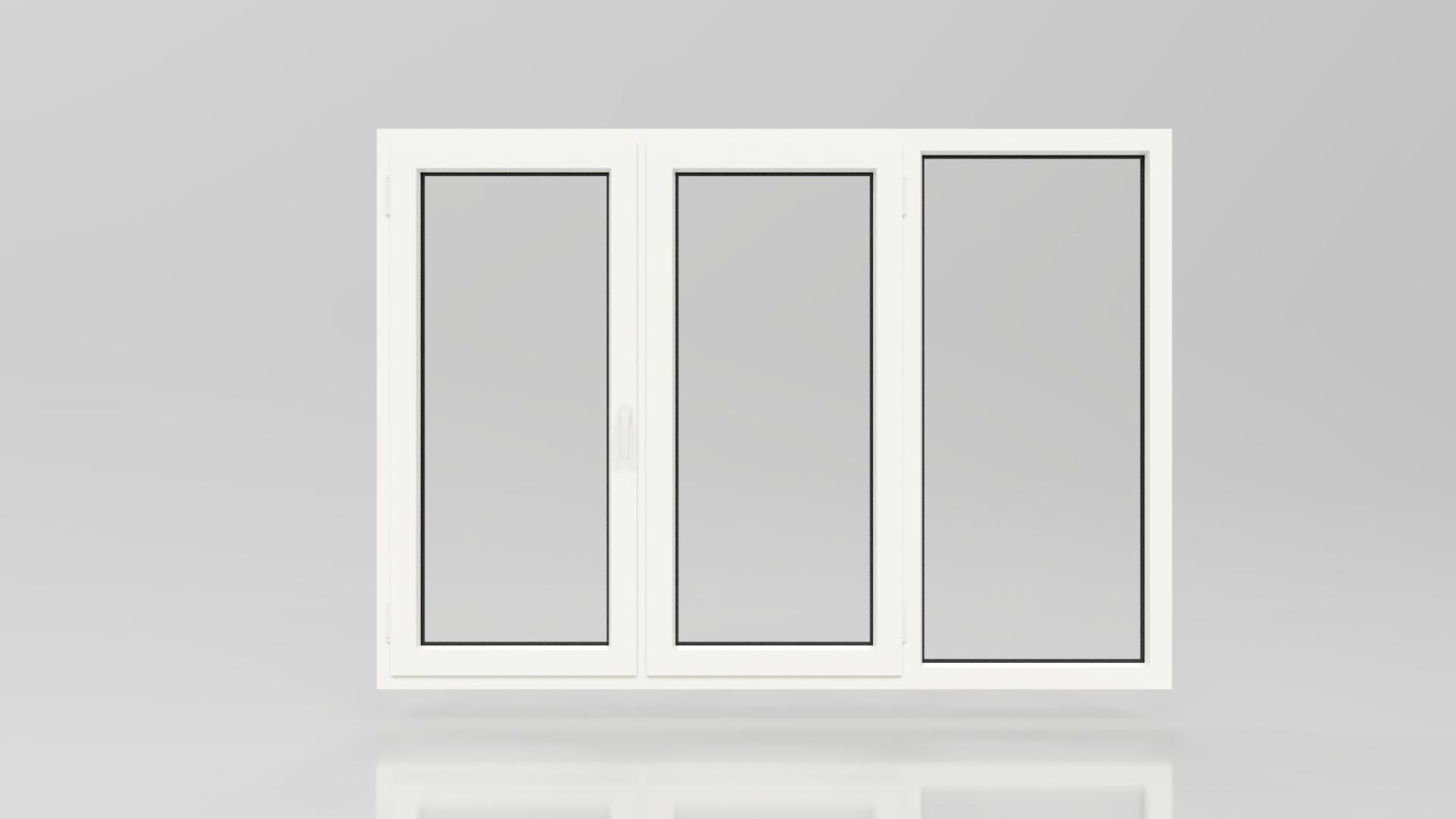 Baie Vitrée PVC 3 VANTAUX 2 OUVRANTS OB 1 FIXE DROITE