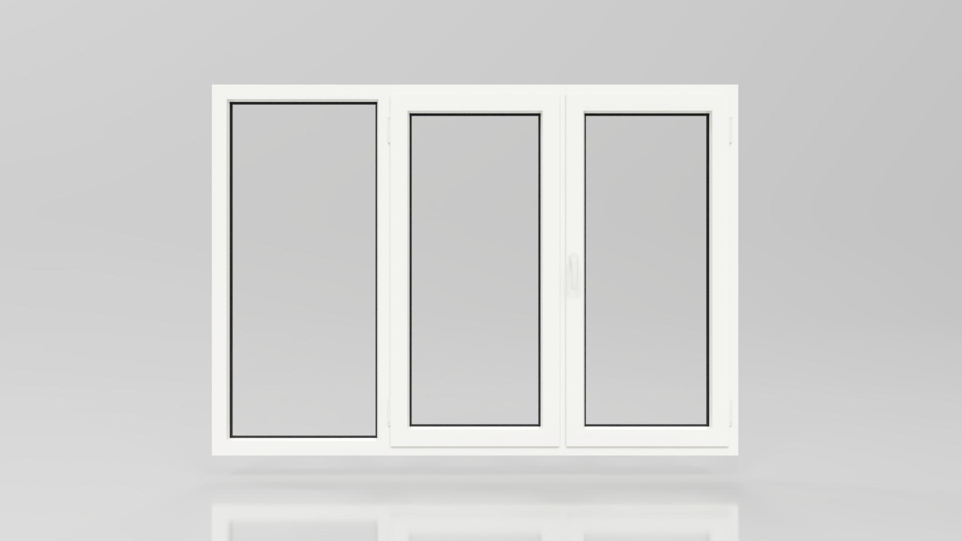 Baie Vitrée PVC 3 VANTAUX 2 OUVRANTS OB 1 FIXE GAUCHE