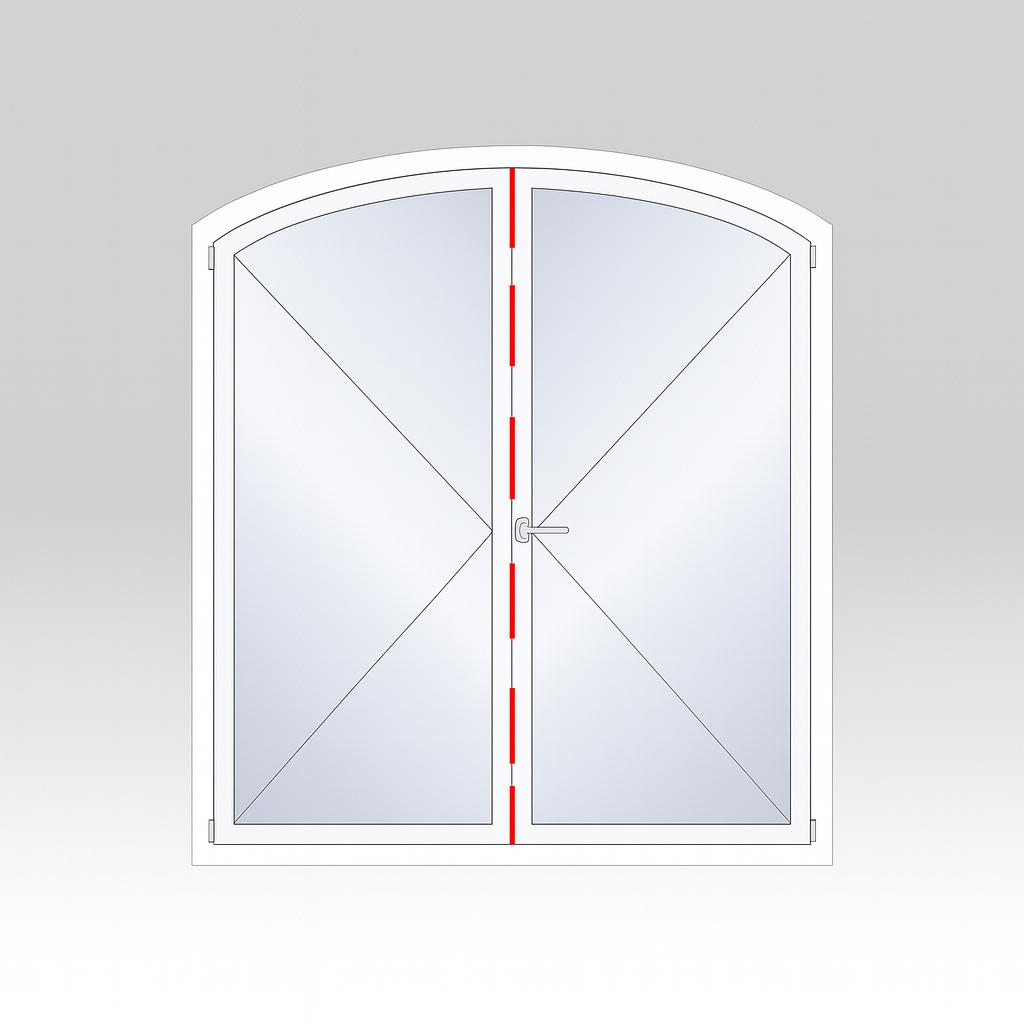 Porte double ouvrant intérieur avec arc cintré , active droite 