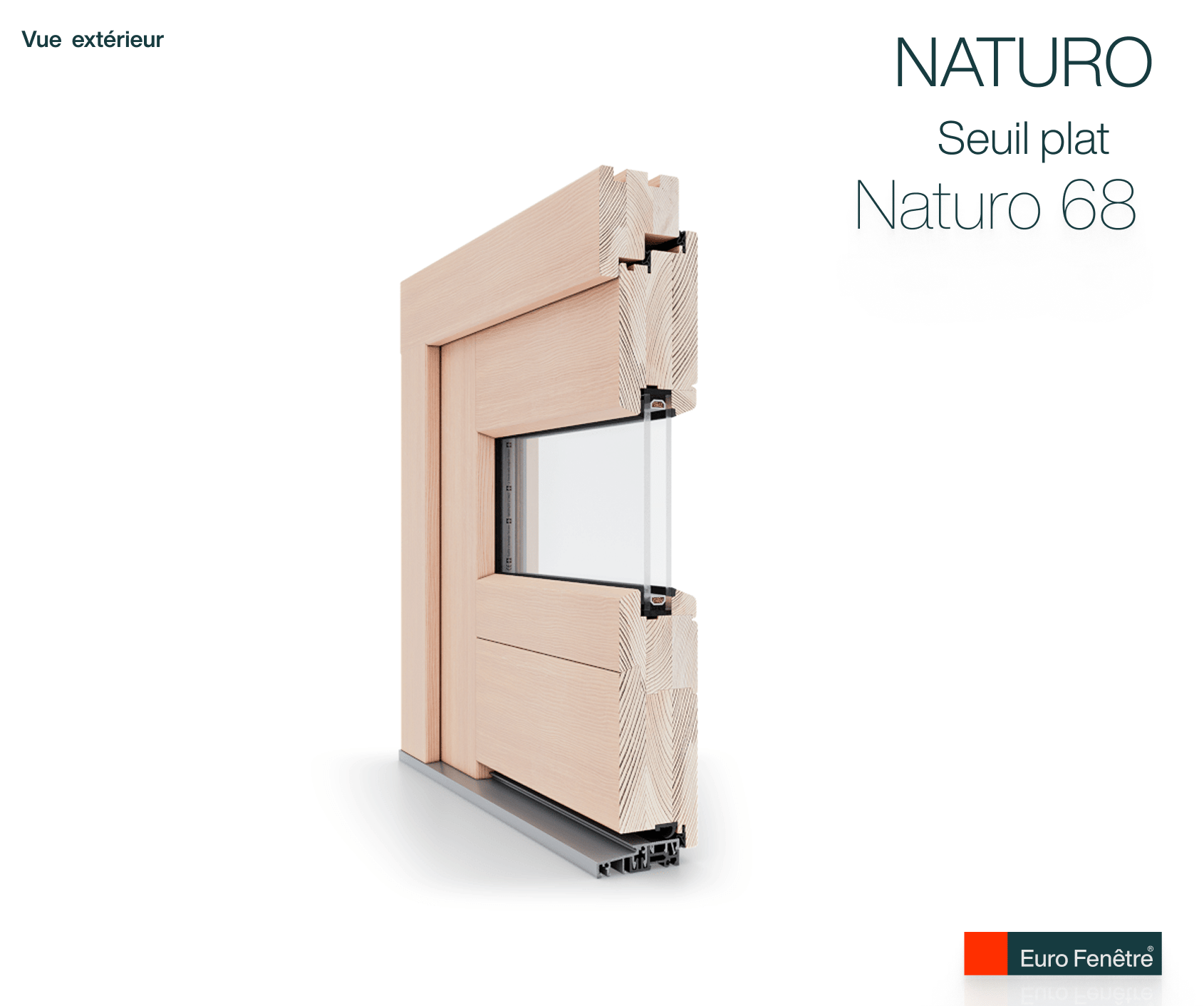 Porte d'entrée en bois double ouvrant intérieur avec seuil plat
