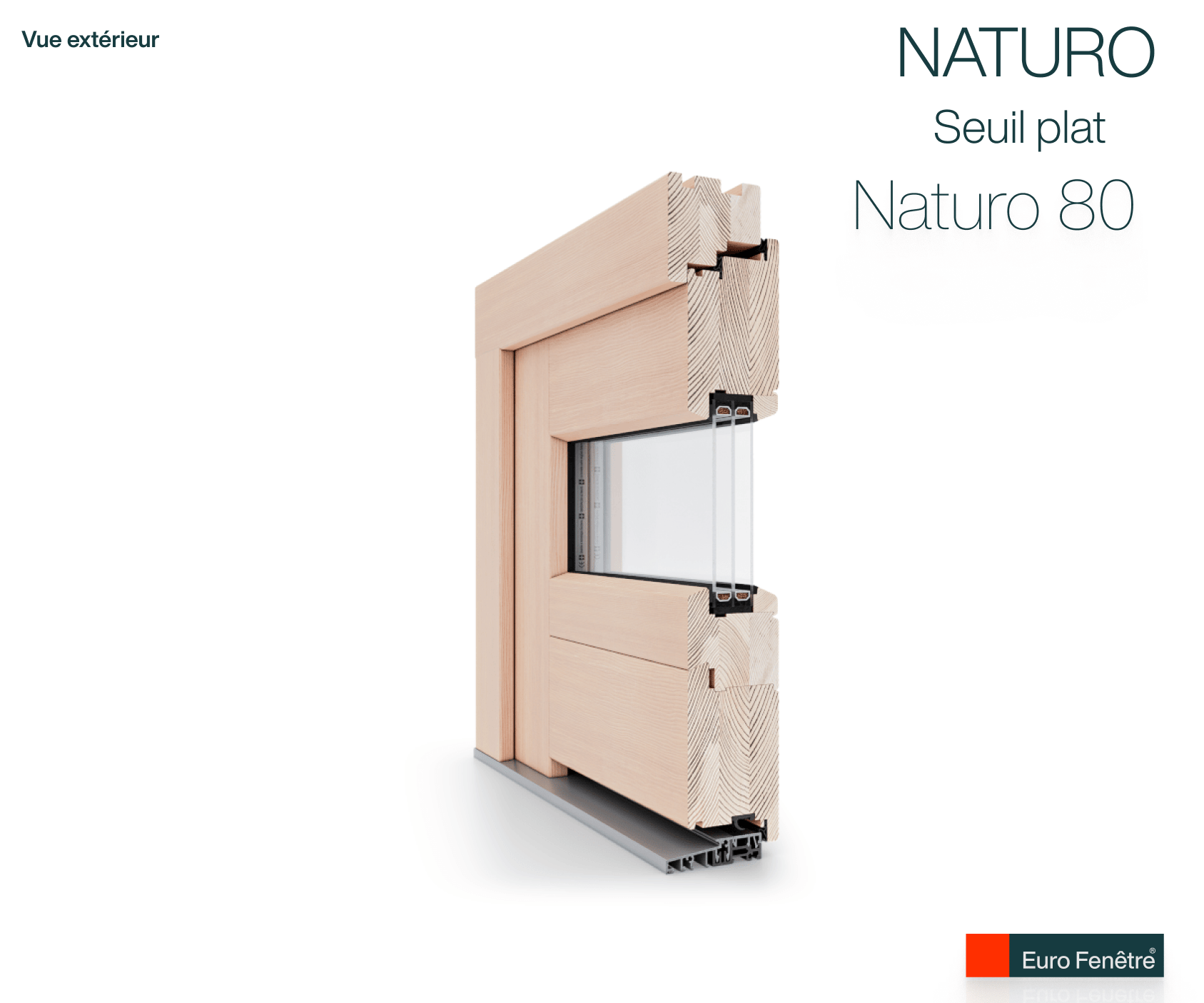 Porte d'entrée en bois double ouvrant intérieur avec seuil plat