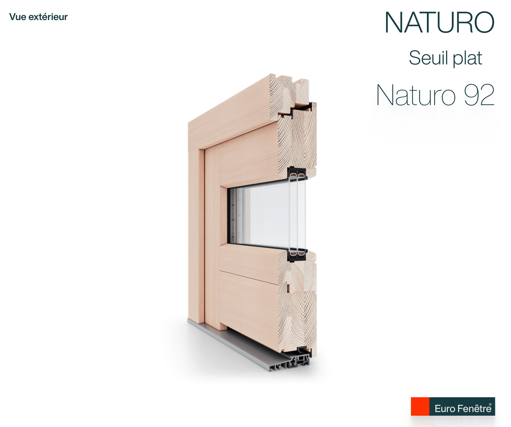 Porte d'entrée en bois double ouvrant intérieur avec seuil plat