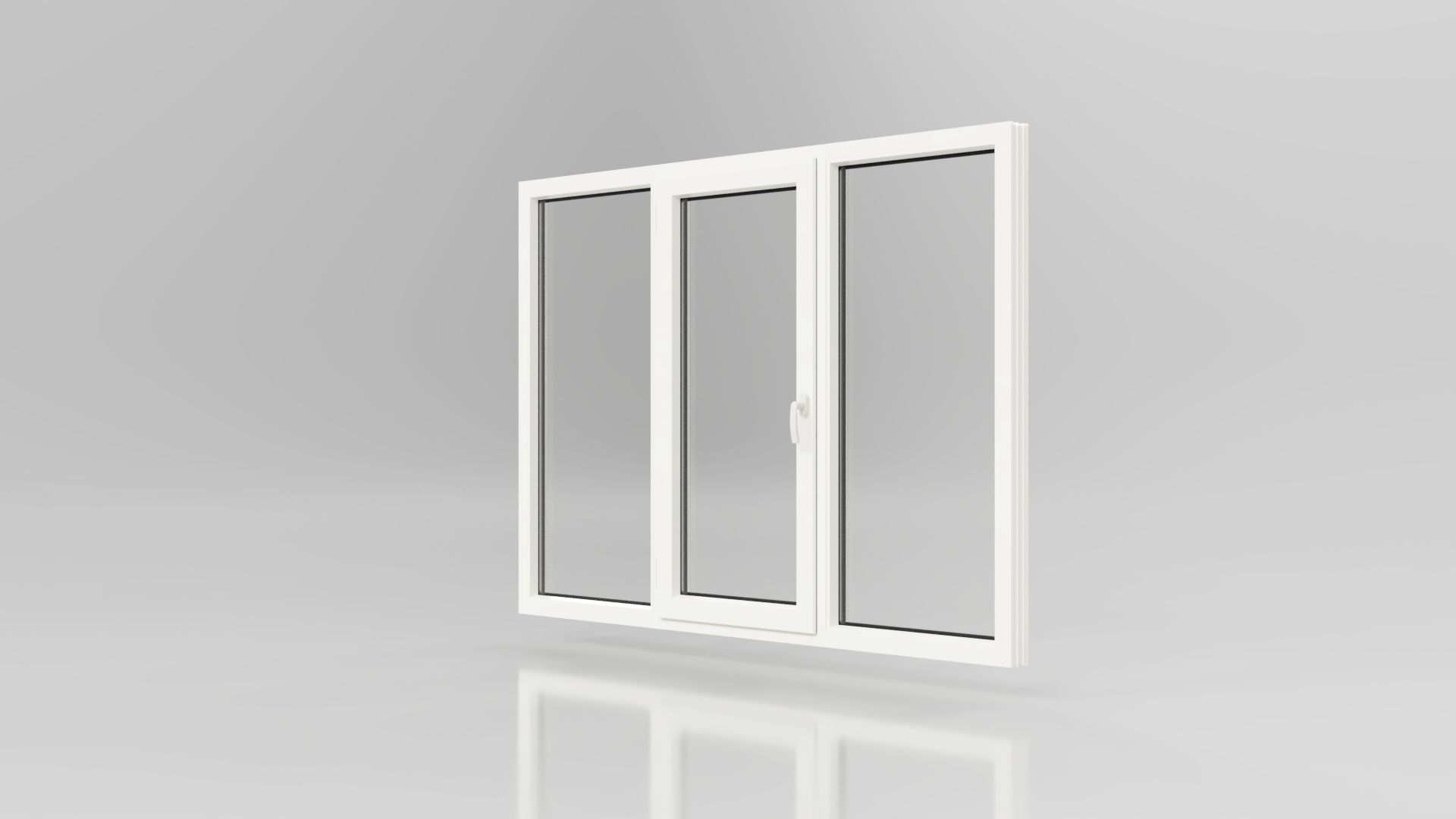 FENÊTRE PVC 3 VANTAUX 1 OUVRANT OB MILIEU