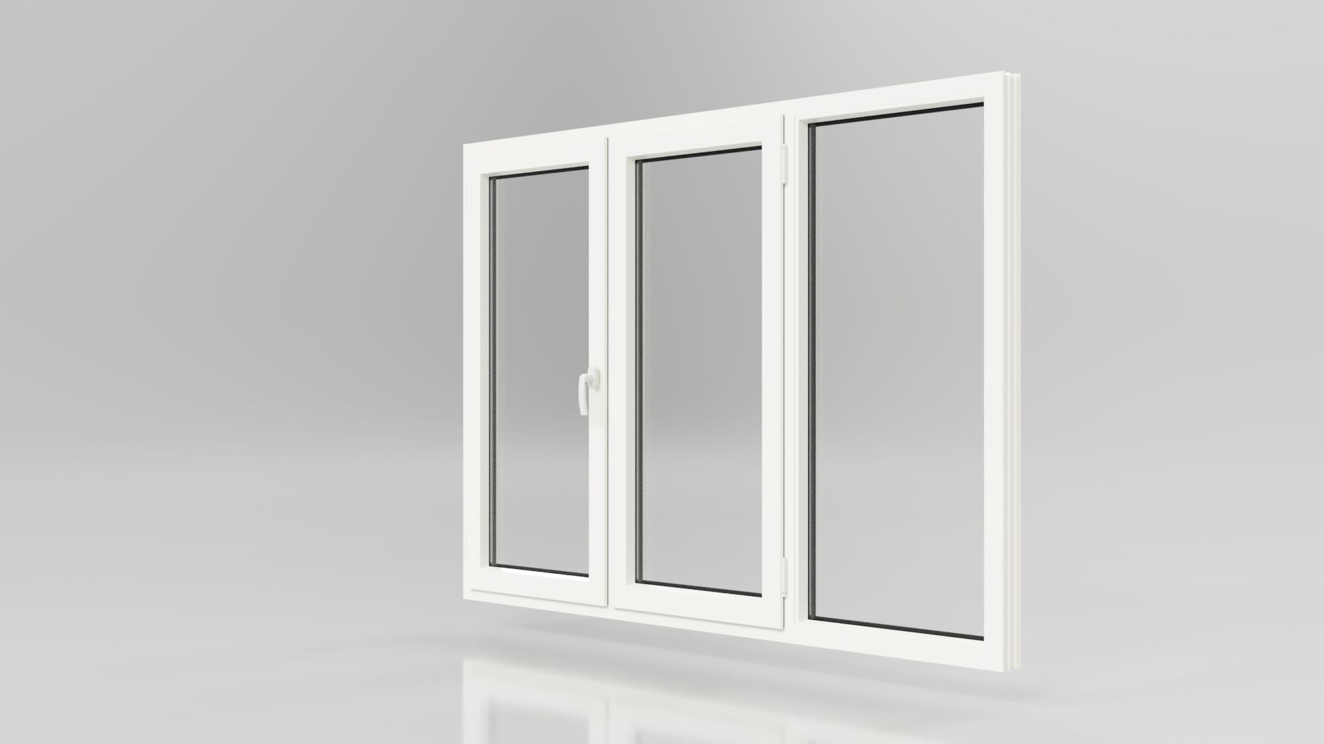 Baie Vitrée PVC 3 VANTAUX 2 OUVRANTS OB 1 FIXE DROITE