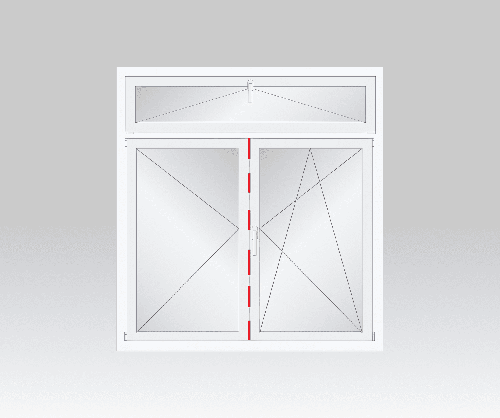 FENÊTRE PVC 2 VANTAUX 2 OUVRANTS OB IMPOSTE OUVRANT