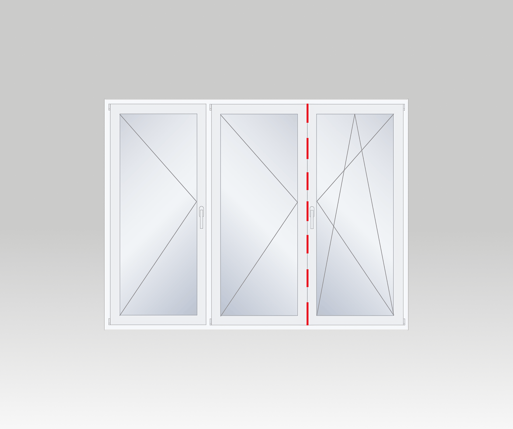 FENÊTRE PVC 3 VANTAUX 3 OUVRANT OB 1 OB DROITE