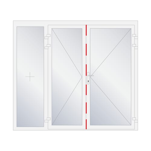 Porte triple ventaux 2 ouvrent intérieur active droite